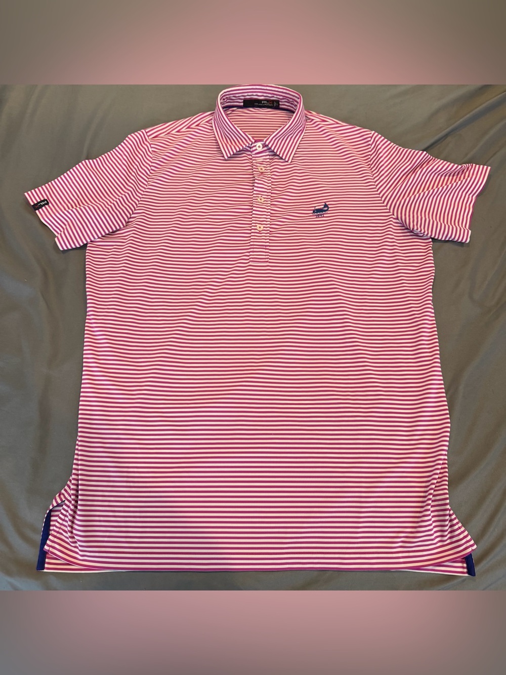 Polo Ralph Lauren RLX Pink Striped Performance Golf Shirt Men’s Size Large